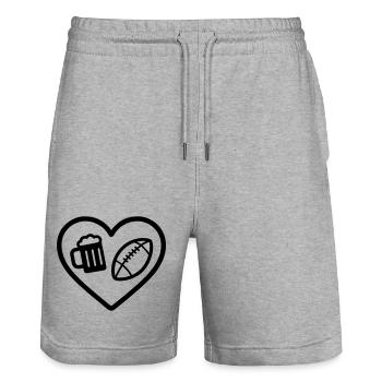 Heart Rugby Beer - Stanley/Stella Trainer Unisex Organic Jogging Shorts - heather grey - Front - Nik (191cm) & Marisol (170cm)