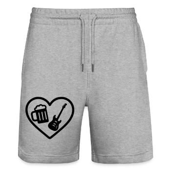 Bière Heart Rock - Short de jogging bio TRAINER Stanley/Stella unisexe - gris chiné - Devant - Nik (191cm) & Marisol (170cm)