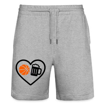 Heart Basket Bier - Stanley/Stella Unisex Bio Joggingshorts Trainer  - Grau meliert - Vorne - Nik (191cm) & Marisol (170cm)