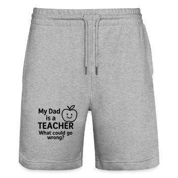 Fröhlicher Spruch  - Stanley/Stella Unisex Bio Joggingshorts Trainer  - Grau meliert - Vorne - Nik (191cm) & Marisol (170cm)
