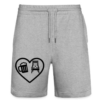 Heart Beer Pinball Humor - Stanley/Stella Trainer Unisex Organic Jogging Shorts - heather grey - Front - Nik (191cm) & Marisol (170cm)