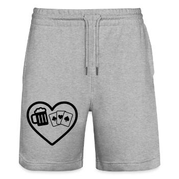 Heart Beer Kartenspiele Humor - Stanley/Stella Unisex Bio Joggingshorts Trainer  - Grau meliert - Vorne - Nik (191cm) & Marisol (170cm)