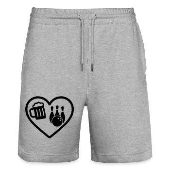 Heart Beer Bowling-Humor - Stanley/Stella Unisex Bio Joggingshorts Trainer  - Grau meliert - Vorne - Nik (191cm) & Marisol (170cm)