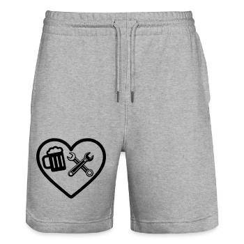 Humour de mécanicien de voiture de Heart Beer - Short de jogging bio TRAINER Stanley/Stella unisexe - gris chiné - Devant - Nik (191cm) & Marisol (170cm)