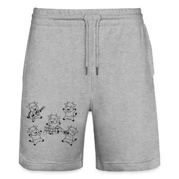 Comique de fête musicale du groupe de vaches mignonnes - Short de jogging bio TRAINER Stanley/Stella unisexe - gris chiné - Devant - Nik (191cm) & Marisol (170cm)