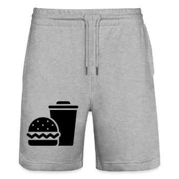 Fast food, burgers, food trucks - Stanley/Stella Trainer Unisex Organic Jogging Shorts - heather grey - Front - Nik (191cm) & Marisol (170cm)