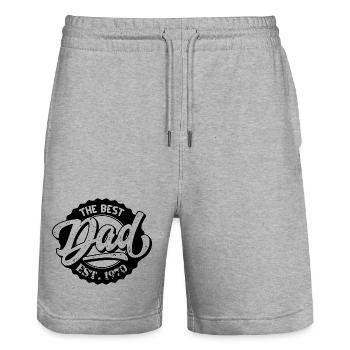 The Best Dad EST 1970 - Stanley/Stella Trainer Unisex Organic Jogging Shorts - heather grey - Front - Nik (191cm) & Marisol (170cm)