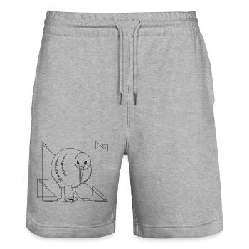 Kiwi bird in geometric design - Stanley/Stella Trainer Unisex Organic Jogging Shorts - heather grey - Front - Nik (191cm) & Marisol (170cm)