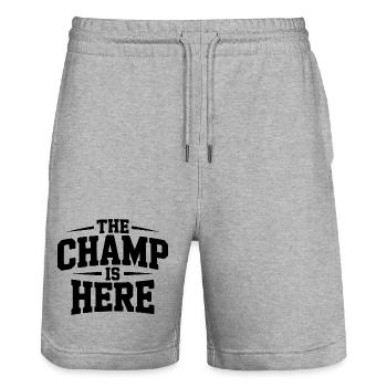 Der Champion ist da - Stanley/Stella Unisex Bio Joggingshorts Trainer  - Grau meliert - Vorne - Nik (191cm) & Marisol (170cm)