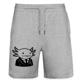 Axolotl en costume – Design Business Tier - Short de jogging bio TRAINER Stanley/Stella unisexe - gris chiné - Devant - Nik (191cm) & Marisol (170cm)