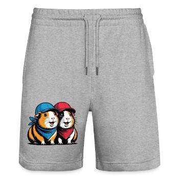 Cute Guinea Pig Friends – Funny Animal Motif - Stanley/Stella Trainer Unisex Organic Jogging Shorts - heather grey - Front - Nik (191cm) & Marisol (170cm)