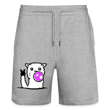 Lunettes de soleil chewing-gum lama Paix Victoire Main Cool - Short de jogging bio TRAINER Stanley/Stella unisexe - gris chiné - Devant - Nik (191cm) & Marisol (170cm)
