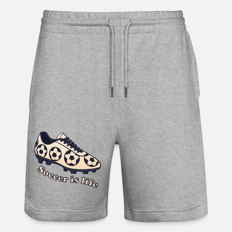 Soccer – Soccer is Life Design - Stanley/Stella Trainer Unisex Organic Jogging Shorts - heather grey