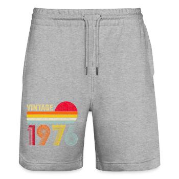 50e anniversaire du Vintage 1976 - Short de jogging bio TRAINER Stanley/Stella unisexe - gris chiné - Devant - Nik (191cm) & Marisol (170cm)