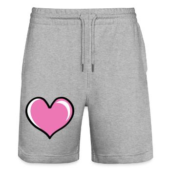 Heart Love - Stanley/Stella Trainer Unisex Organic Jogging Shorts - heather grey - Front - Nik (191cm) & Marisol (170cm)
