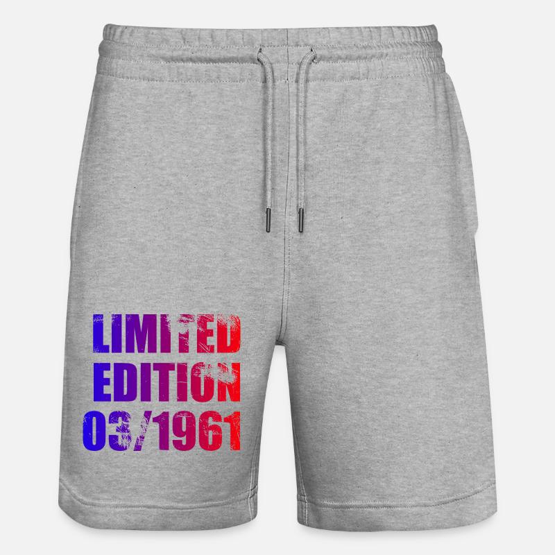 65e anniversaire Édition limitée 03/1961 - Short de jogging bio TRAINER Stanley/Stella unisexe - gris chiné