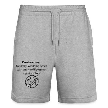 Endlich Pension - Stanley/Stella Unisex Bio Joggingshorts Trainer  - Grau meliert - Vorne - Nik (191cm) & Marisol (170cm)