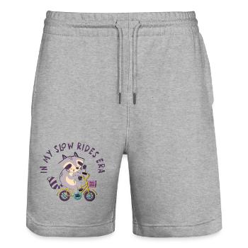 In My Slow Rides Era – Süßes Fahrrad Motiv - Stanley/Stella Unisex Bio Joggingshorts Trainer  - Grau meliert - Vorne - Nik (191cm) & Marisol (170cm)