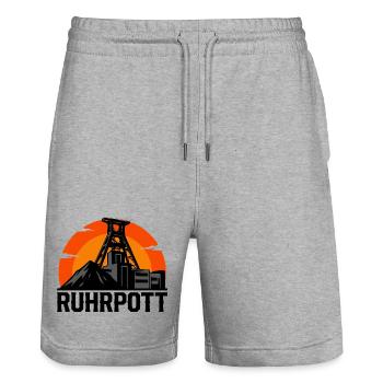 Klassisches Ruhrpott Hoodie, Shirt, Tassen Design - Stanley/Stella Unisex Bio Joggingshorts Trainer  - Grau meliert - Vorne - Nik (191cm) & Marisol (170cm)