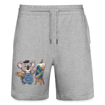 Koala Maler: Bunte Berglandschaft - Stanley/Stella Unisex Bio Joggingshorts Trainer  - Grau meliert - Vorne - Nik (191cm) & Marisol (170cm)