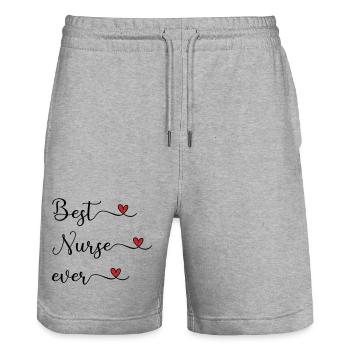 Krankenschwester - beste Krankenschwester - Stanley/Stella Unisex Bio Joggingshorts Trainer  - Grau meliert - Vorne - Nik (191cm) & Marisol (170cm)