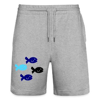 Silhouette des Poissons - Short de jogging bio TRAINER Stanley/Stella unisexe - gris chiné - Devant - Nik (191cm) & Marisol (170cm)