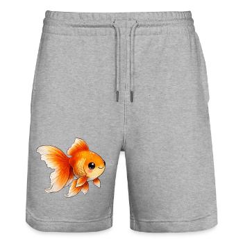 Goldfisch Illustration - Stanley/Stella Unisex Bio Joggingshorts Trainer  - Grau meliert - Vorne - Nik (191cm) & Marisol (170cm)