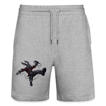 Heavy Metal Easter Bunny Rocker Easter Hardcore Bunny - Stanley/Stella Trainer Unisex Organic Jogging Shorts - heather grey - Front - Nik (191cm) & Marisol (170cm)