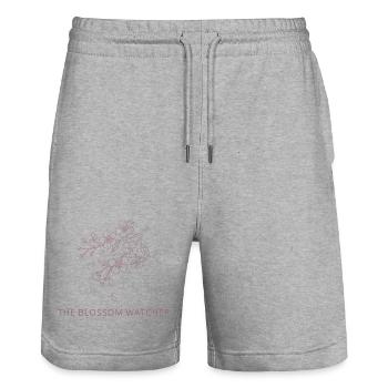 The Blossom Watcher - Illustrations de la saison Spring Snow UK - Short de jogging bio TRAINER Stanley/Stella unisexe - gris chiné - Devant - Nik (191cm) & Marisol (170cm)