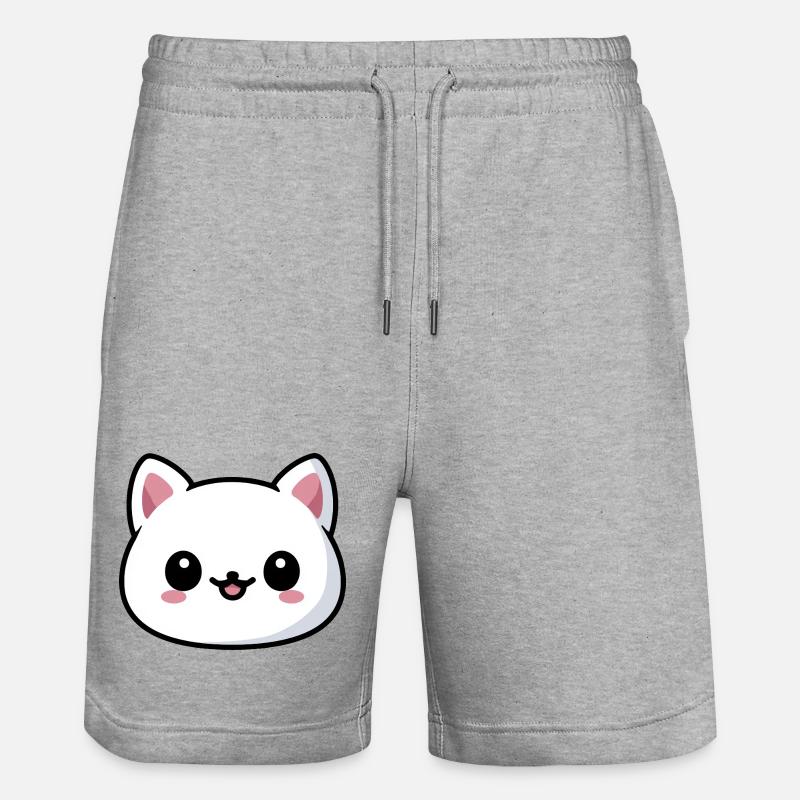 Tête de chat kawaii style mignon - Short de jogging bio TRAINER Stanley/Stella unisexe - gris chiné