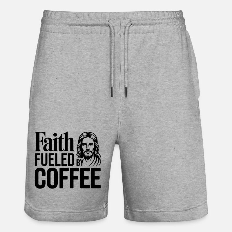 Fede alimentata dal caffè Umorismo cristiano del caffè - Pantaloncini da jogger ecologici unisex Trainer di Stanley/Stella - grigio melange