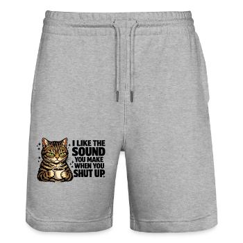 Kaffee Katzen im Noir-Stil - Geschenk  Morgenmuffe - Stanley/Stella Unisex Bio Joggingshorts Trainer  - Grau meliert - Vorne - Nik (191cm) & Marisol (170cm)