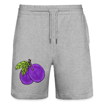 Prunes Fruits Fruit Prunier Jardin - Short de jogging bio TRAINER Stanley/Stella unisexe - gris chiné - Devant - Nik (191cm) & Marisol (170cm)