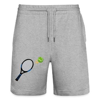 Tennisschläger trifft Tennisball - Stanley/Stella Unisex Bio Joggingshorts Trainer  - Grau meliert - Vorne - Nik (191cm) & Marisol (170cm)