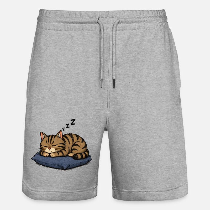 Chat endormi sur l’oreiller - Short de jogging bio TRAINER Stanley/Stella unisexe - gris chiné