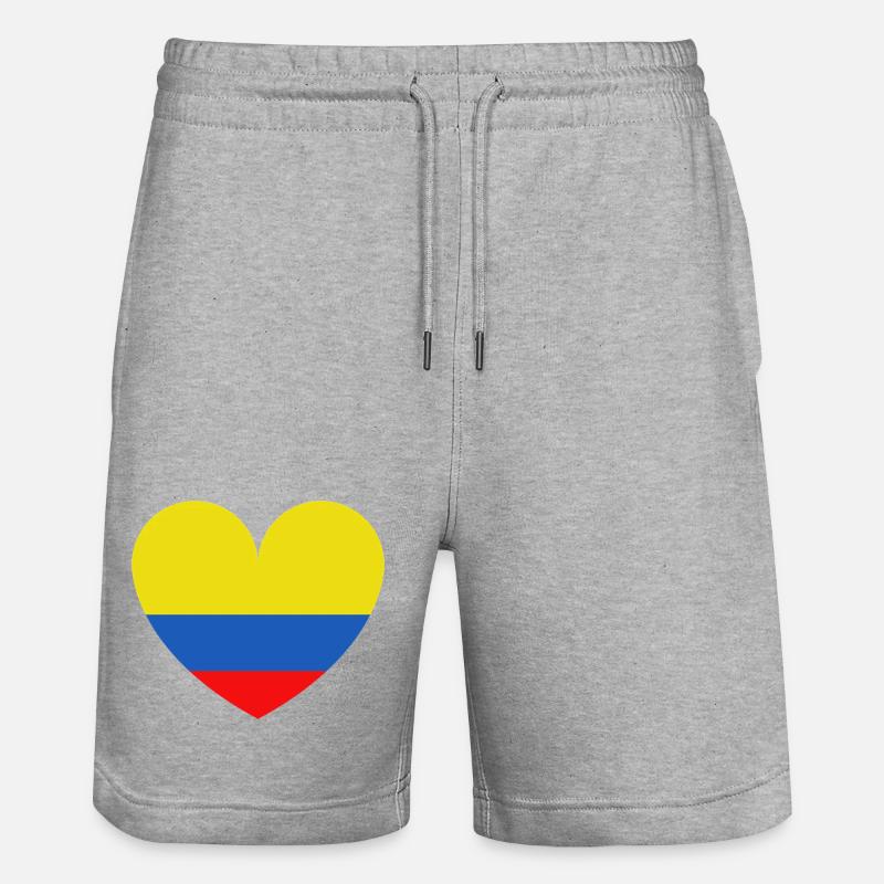 Cœur Drapeau Colombie - Short de jogging bio TRAINER Stanley/Stella unisexe - gris chiné