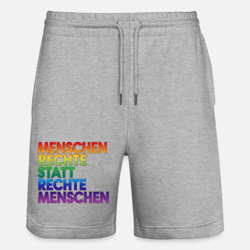 Regenbogen Statement Spruch Menschenrechte - Stanley/Stella Unisex Bio Joggingshorts Trainer  - Grau meliert