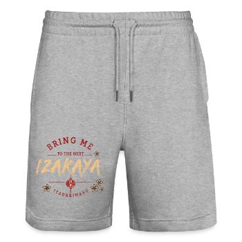 Izakaya Restaurant Vintage Japan Retro Gastronomie - Stanley/Stella Unisex Bio Joggingshorts Trainer  - Grau meliert - Vorne - Nik (191cm) & Marisol (170cm)