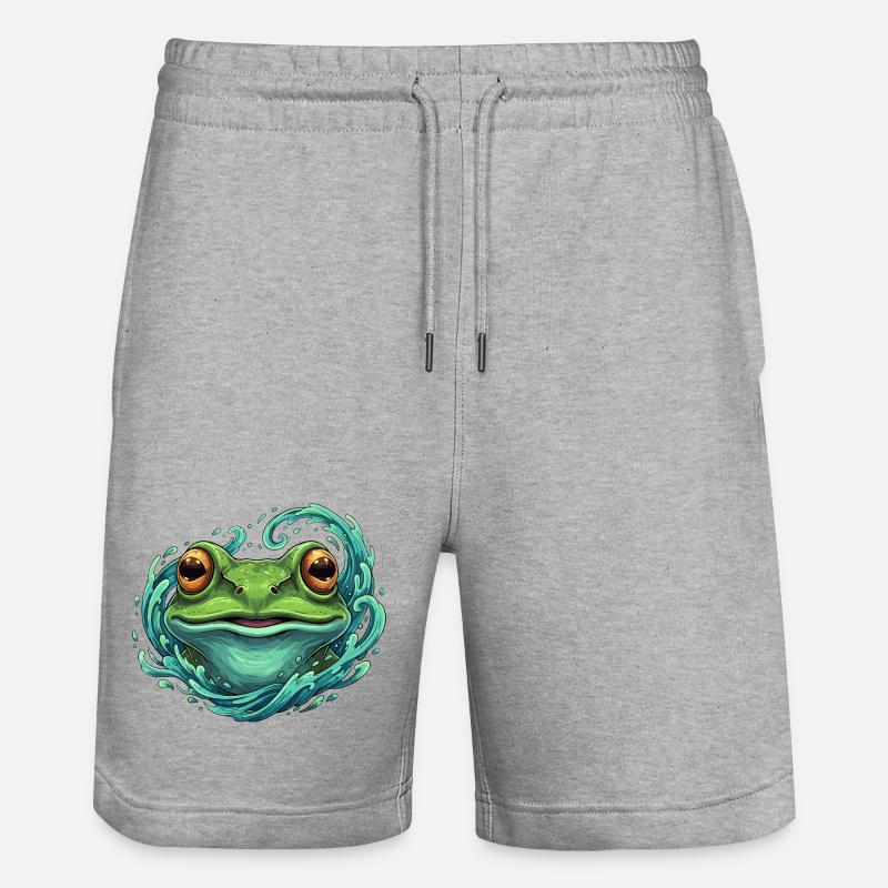 Wave Frog Pop Art Illustration - Short de jogging bio TRAINER Stanley/Stella unisexe - gris chiné