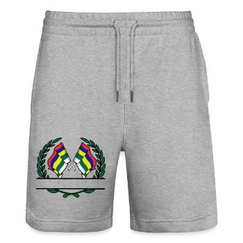Terschelling Lorbeerflaggen – Island Pride - Stanley/Stella Unisex Bio Joggingshorts Trainer  - Grau meliert - Vorne - Nik (191cm) & Marisol (170cm)