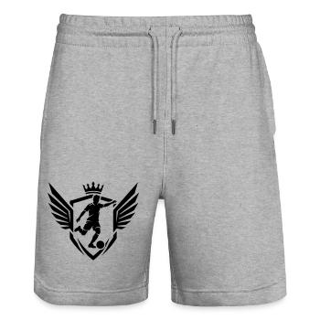 Fussballer Wappen Fussball - Stanley/Stella Unisex Bio Joggingshorts Trainer  - Grau meliert - Vorne - Nik (191cm) & Marisol (170cm)