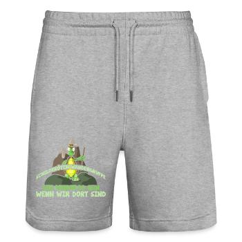 Schildkörten Wandergruppe Wander Bergsteiger - Stanley/Stella Unisex Bio Joggingshorts Trainer  - Grau meliert - Vorne - Nik (191cm) & Marisol (170cm)