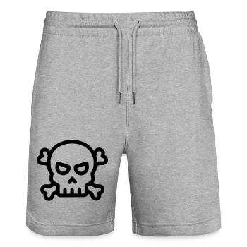 tête de mort pirate - Short de jogging bio TRAINER Stanley/Stella unisexe - gris chiné - Devant - Nik (191cm) & Marisol (170cm)