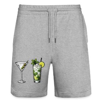 Cocktail Kollektion: Martini & Mojito - Stanley/Stella Unisex Bio Joggingshorts Trainer  - Grau meliert - Vorne - Nik (191cm) & Marisol (170cm)