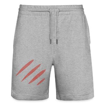 Trois marques de griffures rouges - Short de jogging bio TRAINER Stanley/Stella unisexe - gris chiné - Devant - Nik (191cm) & Marisol (170cm)