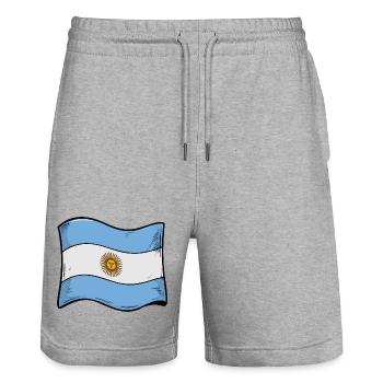 Argentine Sun Flag Art - Stanley/Stella Trainer Unisex Organic Jogging Shorts - heather grey - Front - Nik (191cm) & Marisol (170cm)