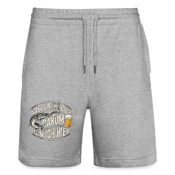 Raubfisch Angeln Bier - Stanley/Stella Unisex Bio Joggingshorts Trainer  - Grau meliert - Vorne - Nik (191cm) & Marisol (170cm)
