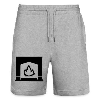 Fireplace Fire Gift - Stanley/Stella Trainer Unisex Organic Jogging Shorts - heather grey - Front - Nik (191cm) & Marisol (170cm)