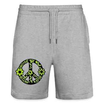 Peace Zeichen Blumen Icon - Stanley/Stella Unisex Bio Joggingshorts Trainer  - Grau meliert - Vorne - Nik (191cm) & Marisol (170cm)