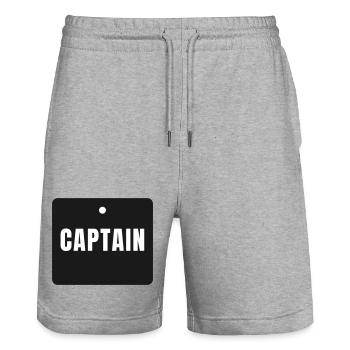 Captain Badge - Captain Team Sports Gift - Stanley/Stella Trainer Unisex Organic Jogging Shorts - heather grey - Front - Nik (191cm) & Marisol (170cm)